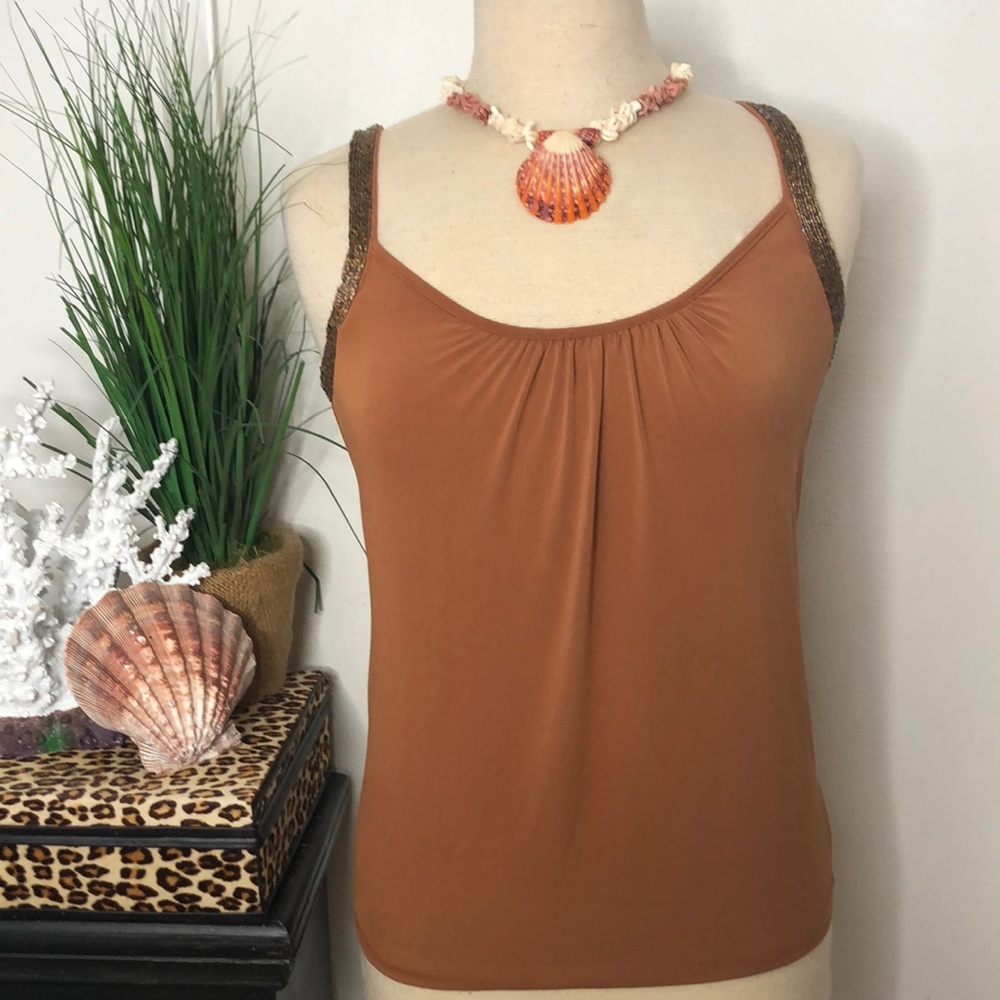Y2K New York & Co Amber Stretch Knit Embellished Beaded Straps Tank Top Sz XS - Picture 11 of 11
